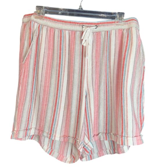 Dash Womens Striped Linen Blend Shorts Size 1X - Picture 1 of 4